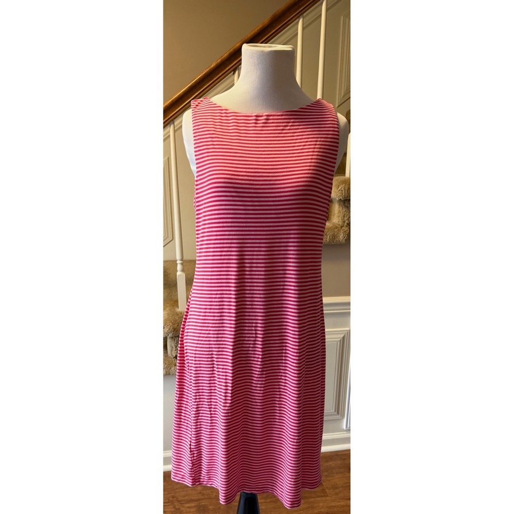 Tommy Bahama Striped Sleeveless Boat Neck Sheath Dress Women Small Pink White